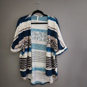 Striped Open-Front Cardigan